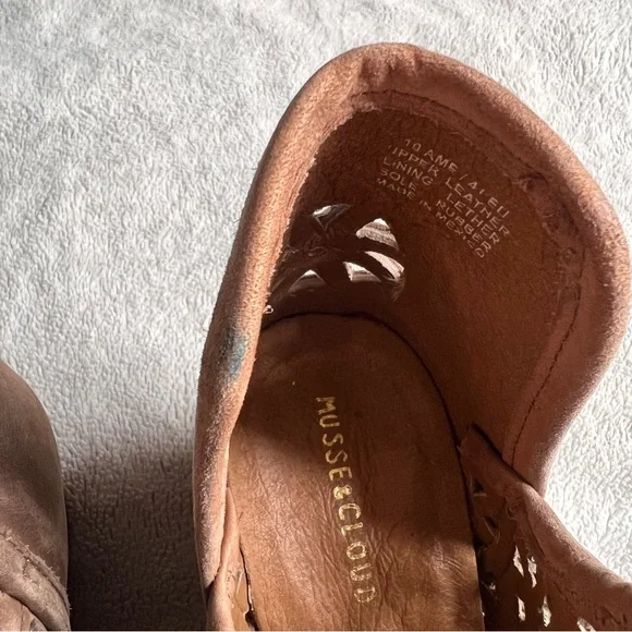 Musse & Cloud Athena Leather Laser Cut Western Ankle Boot Booties Tan Brown 10 - Picture 7 of 17